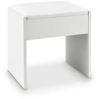 Juskys Hocker Melly aus Holz mit gepolstertem Kissen & Bezug aus Kunstleder in Weiß