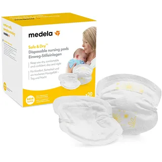 Medela Safe & Dry Einweg-Stilleinlagen – Extrem saugfähige Stilleinlagen – Packung mit 30 einzeln verpackten Stilleinlagen