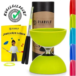 Diabolo Freizeitsport Diabolo Set Basic & Pro - inkl. Alu-Handstäben, Ersatzschnur, Anleitung, Diabolo Set Pro Kugellager mit Alustäben für Kinder ab 5