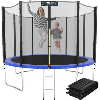 Kinetic Sports Salto Plus 183 cm  inkl. Sicherheitsnetz, Regenplane und Leiter Blau