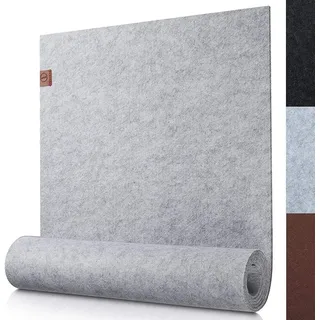 Loco Bird Tischläufer aus Filz, Abwaschbare Tischdecke mit Kunstleder-Label (skandinavische Tischband Deko), Tisch Filzläufer für draußen grau Ø 100 cm