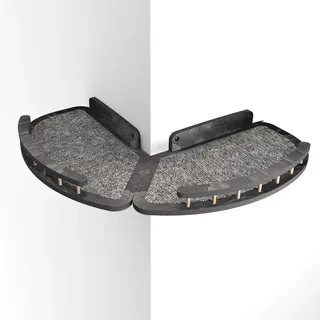 RshPets® Eckbett für Katzen - Kletterwand Set - Katzenbett - Modernes Katzen-Wandregal - Wandelemente - Katzentreppe Wand (Dunkle Farbe)