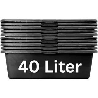 10 Stück ViD® Betonkübel/Mörtelkübel 40 Liter | 70 x 40 x 22 cm | Zementwanne/Betoneimer/Maurerwanne