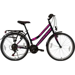 Rezzak Cityfahrrad Mädchen 24" RH 42 cm schwarz/pink 21-Gang
