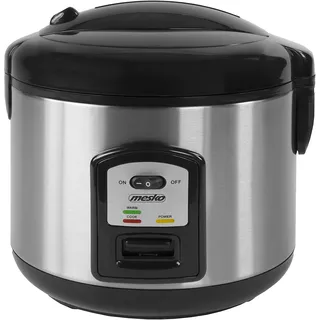 Mesko MS6411 Reiskocher 1,5 Liter, Rice Cooker, Warmhaltefunktion, Abschaltautomatik, Gekochten Reis, Sushi, bis 8-10 Personen, Antihaft, Edelstahl, 1000W