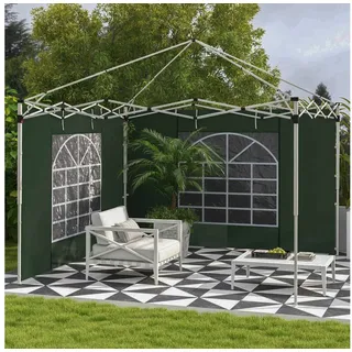 Outsunny 2er-set Seitenteile für Pavillon 3x3/3x6 m, Seitenwand mit Fenster und Klettverschluss, wasserdicht Seitenwände aus Oxfordstoff, als Windschutz und Sichtschutz für Partyzelt, Grün
