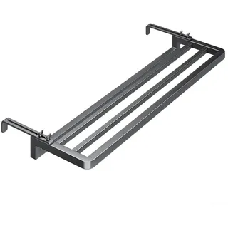 MeevrgR Handtuchhalter Heizkörper ohne Bohren Platzsparend Tuchaufhänger Aufbewahrung für Badezimmer Heizung Heizkörper 40x25cm Kohlenstoffstahl in Schwarz Grau Gold (Schwarz)