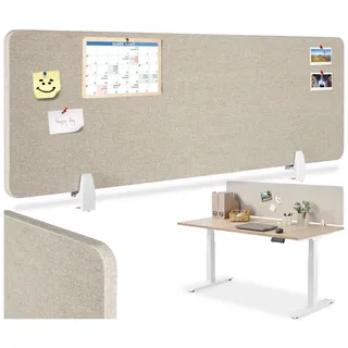 tectake Raumteiler Schreibtisch Trennwand, in 2 Größen beige 130,00 cm x 40,00 cm x 2.2 cm