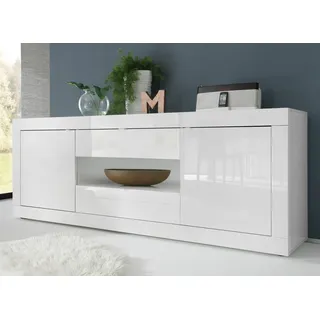 INOSIGN Sideboard »Basic Breite 240 cm, Kommode 2 Türen, 2 Schubkästen, Anrichte,«, Weiss HochglanzLack, Metallgriff, moderne Rahmenoptik, viel Stauraum, weiß