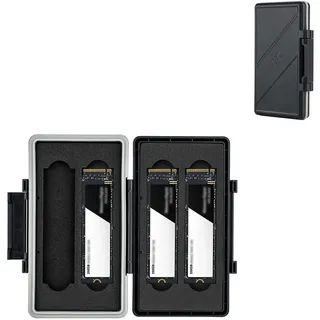 JJC Speicherkarten Etui SSD Schutzbox Aufbewahrung für 4 SSD (M.2 2280 Solid State Drive), Wasserdicht Speicherkartenetui Tasche Tragetasche SSD Karten Case Box Kamera Memory Card Case