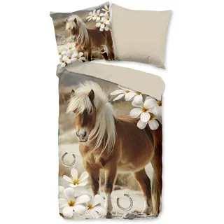 PURE luxury collection Kinderbettwäsche "Fabi", beige (sand), B/L: 135cm x 200cm, 1 Stk., 1 Stk., Microfaser, B/L: 80cm x 80cm, 2 Stk.