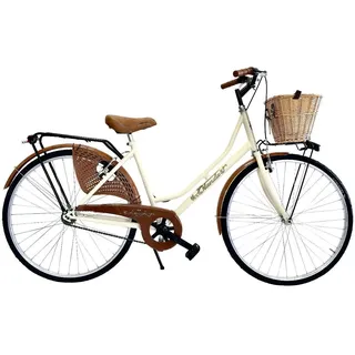 Fahrrad Damen Ab Spaziergang 26 Stadt Vintage Mit Papierkorb Aus Korbweide Beige
