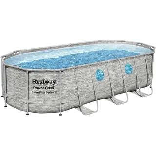 BESTWAY Power Steel Swim Vista Series Set 549 x 274 x 122 cm steinwandoptik inkl. Filterpumpe