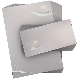 Weihnachtsbriefpapier mit Umschlag 200-tlg. | Winterwunderland | 100 Blatt Motivpapier A4 + 100 DIN LANG-Kuverts OHNE FENSTER | weihnachtliches Briefpapier Set