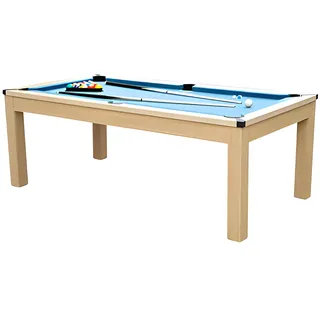 vente-unique Multifunktionstisch Billard & Tischtennis - 213 x 112 x 81,5 cm - Blau - BALTHAZAR