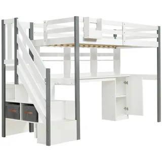 ComfortXL Hochbett, Weiß, Holz, Holzwerkstoff, 90x200 cm, Kinderzimmer & Jugendzimmer, Kindermöbel, Kinderbetten, Hochbetten