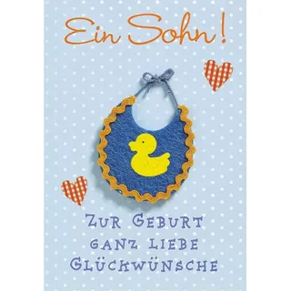 Karte zur Geburt Lifestyle- Lätzchen Junge, Filz- 11,6 x 16,6cm