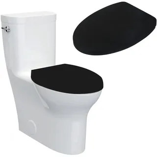 Toilettensitzbezug WC-Sitzbezug, WC-Deckelbezug, Toilettendeckel mit Elastischem Boden, Toilettenbezug Gummizug für die meisten Toilettendeckel, Schwarz