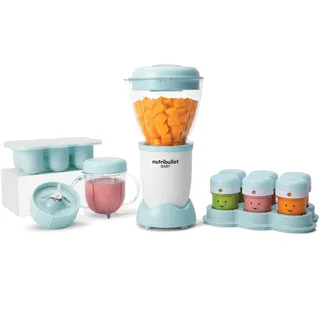nutribullet Baby, Mixer für Babynahrung, Elektrischer Mixer, 200 Watt Leistung, 6 Gläschen, Gefrierschale, Silber
