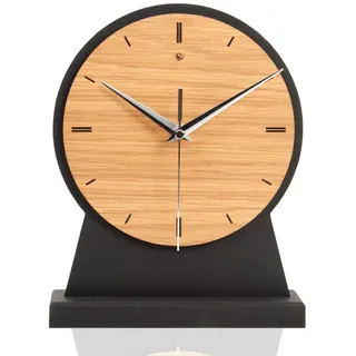 Kreative Feder Standuhr Standuhr „Timeless Brown“ aus Holz, schwarze Tisch-Uhr mit Eiche-Applikation braun; Größe ca. 25x20x5cm braun