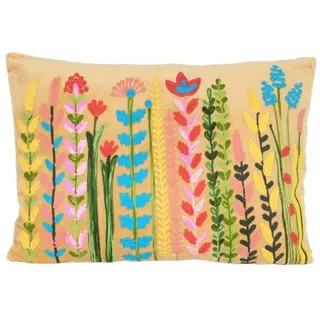 Casa Moro Dekokissen Boho Samtkissen Santa 48x30 cm mit Füllung rechteckig bunt, Boho Chic Sofakissen Couchkissen, bestickt beige