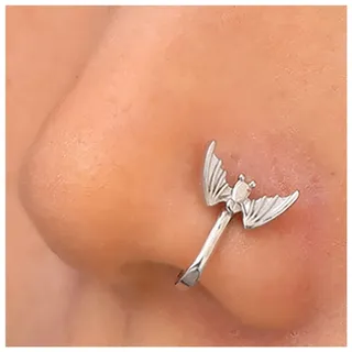 Inilbran Punk Fledermaus Nasenring Silber Fledermaus Nase Manschette Hoop Ring Vintage Fledermaus Fake Nasenring Nicht Gepierct Nasenring Gothic Clip Auf Nase Ring Schmuck Für Frauen Und Mädchen