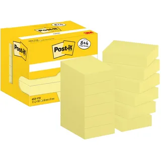 Post-it Sticky Notes Haftnotizen 653-Y12 38 x 51 mm 100 Blatt pro Block Gelb 12 Stück (8 + 4)