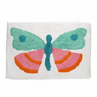 Rex London Badematte Schmetterling, wunderbar weich, wasserabsorbierend, getuftete Struktur, Baumwolle, rechteckig, Bad Vorleger, ca. 80x50 cm, für einen farbigen Akzent im Bad