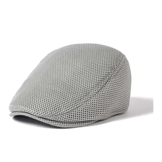 GIBZ Barett Herren Sommer atmungsaktive Mesh, Schiebermütze Damen, Unisex Beret Schirmmütze Flatcap Sportmütze Newsboy Cap, Hellgrau