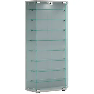 VCM Standvitrine Cenila XL 83 x 17 x 114 cm Silber