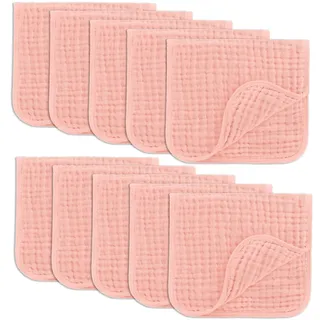 Comfy Cubs Muslin spucktücher 6 Satz große 100% Baumwolle Hand waschlappen 6 Schichten extra saugfähig und weich (Himmelblau, 10er-Pack)