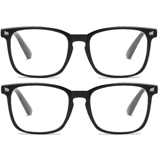 Eyglajdd 2er-Pack Blaulichtfilter Lesebrillen für Damen und Herren mit Federscharnieren Computerbrillen und Lesehilfen Schwarz +3,00 - 65 mm