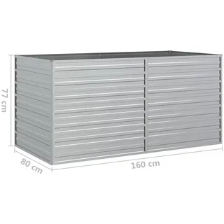 vidaXL 1.6-6m Hochbeet 160 x 80 x 77 cm Silbern