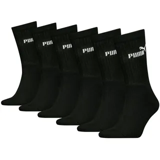 Puma Unisex Crew Tennissocken Sportsocken Socken für Damen Herren 6 Paar, Farbe:200 - black, Socken & Strümpfe:35-38 - 35-38