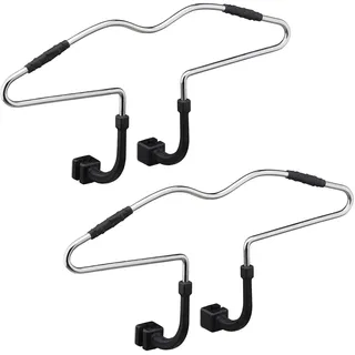 Relaxdays Auto Kleiderbügel für Kopfstütze, 2er Set, rutschfest, Stahl, PKW Reisebügel, Silber/schwarz