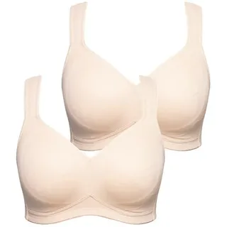 Ulla Popken Damen große Größen Übergrößen Plus Size Mikrofaser-BH, 2er-Pack, ohne Bügel, vorgeformte Cups beige 115D 793032300-115D - 115D