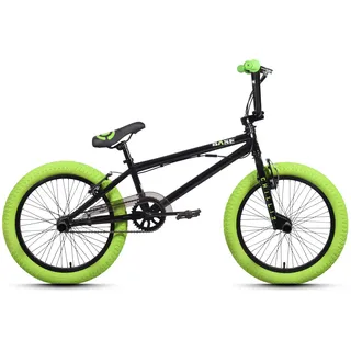 chilliz BMX Freestyle 20 Zoll XB.01 schwarz-grün Kinder, Erwachsene V-Brake 360° Rotor - schwarz