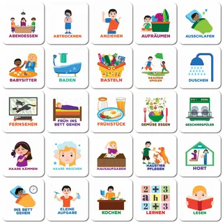 Smarfer – Piktogramm-Magnete für Wochenplaner - 50 Stück - 84 Sticker | Magnetische Piktogramme als Alltags- und Kommunikationskarten für Kinder; für Tagesablauf, To-dos und Autismus, ohne Planwand