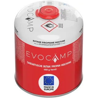 evocamp 8x Propan Butan Gaskartuschen 450g, Schraubkartusche Eurogewinde 7/16", Ventilkartusche 809 ml für Weber Q100 Q1200"