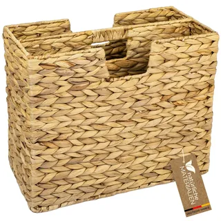 HMF Zeitungsständer, Zeitungskorb geflochten aus Wasserhyazinthe, 2 Fächer, 40 x 20 x 33 cm