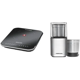 ROMMELSBACHER Einzelkochplatte CTS 2000/IN - Kochzone 145-220 mm, 2000 W, schwarz/silber & Gewürz und Kaffee Mühle EGK 200-2 Edelstahlbehälter mit Schlagmesser & Spezialmesser, Füllmenge 70 g, 200 W