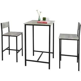 SoBuy OGT27-HG 3-teilig Bartisch mit Stühlen Esstisch Stehtisch Bistrotisch -