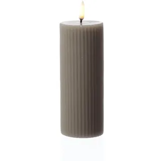 uYuni LED Kerze Thea Uyuni mit Rillen Timer bis 400Std. D: 5,8cm H:15,2cm gerillt sand