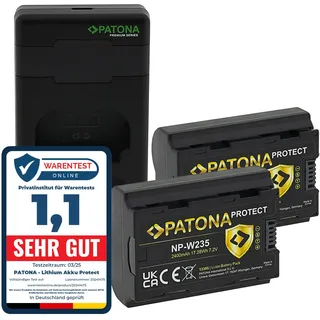 PATONA 2X Protect Akku NP-W235 mit Ladegerät PD Performance kompatibel mit Fuji Fujifilm GFX-50s II GFX-100S GFX100 II X-H2 X-H2S X-S20 X-T4 X-T5 GFX 50 100 100S GFX50 XH2 XH2S XS20 XT4 XT5