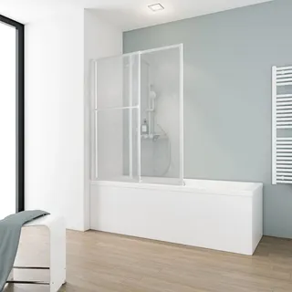 Schulte Duschwand für Badewanne 70 – 118 cm, 140 cm, Alpinweiß mit Kunstglas, D1130-04-01