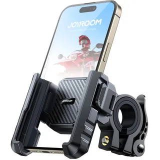 JOYROOM 2026 Fahrrad Handyhalterung, Handyhalterung Motorrad 【Vibrationsgedämpft】 1S Schnellspanner Universal Handyhalter Fahrrad Lenker für iPhone 17/16/15, Samsung S25/S24 (4.7"-7") Hellschwarz