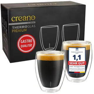 Creano 2er Set 250ml PREMIUM-GLÄSER GASTRO-QUALITÄT, spülmaschinenfestes Glas | Gr.: onesize