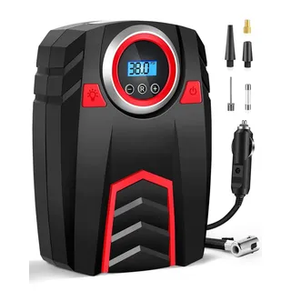 CIBITA Kompressor 12V Auto Digital - 160PSI/30L Luftpumpe mit Auto-Stopp & LCD Display (4 Adapter, 50cm Schlauch, LED) für Autoreifen/Motorrad/Camping/Wohnmobil Zubehör