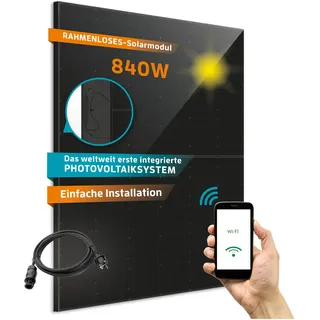 KAISER® 800W Balkonkraftwerk Photovoltaikanlage inkl. Wechselrichter - Solaranlage Komplettset im All Black Design - Plug and Play Solarmodule - inkl. Zubehör & 7m Kabel per App steuern