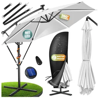Kesser Ampelschirm LED Solar Ø 350 cm Weiß